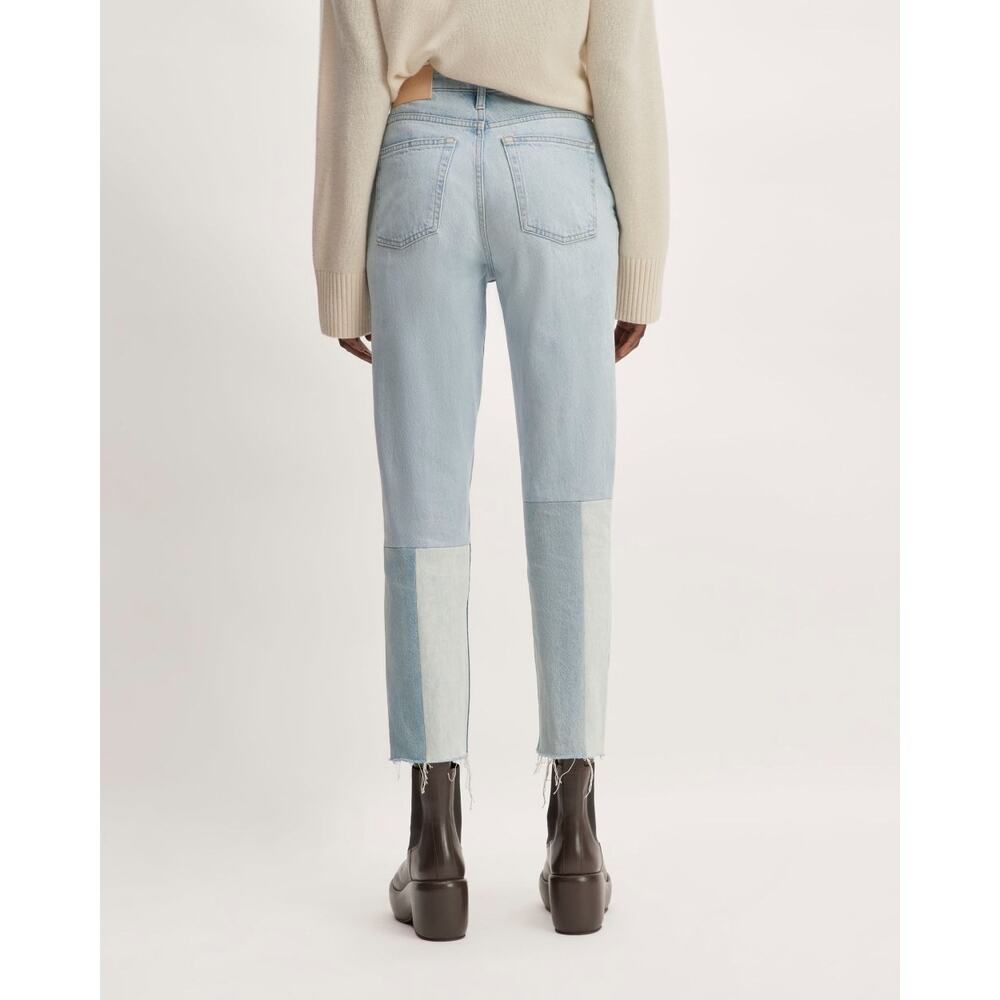 Everlane The 90s Cheeky Mended Jeans Size 26 Patchwork Indigo Crop Raw Hem - Picture 3 of 11